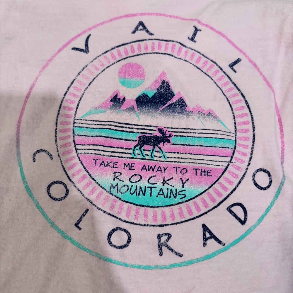 Vail Colorado pink long sleeve girls shirt L Blue84 t-shirt Rocky Mountains ski